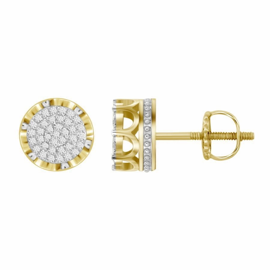 Anniversary Present LADIES STUD EARRINGS 0.25CT ROUND DIAMOND 10K YELLOW GOLD