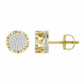 Anniversary Present LADIES STUD EARRINGS 0.25CT ROUND DIAMOND 10K YELLOW GOLD