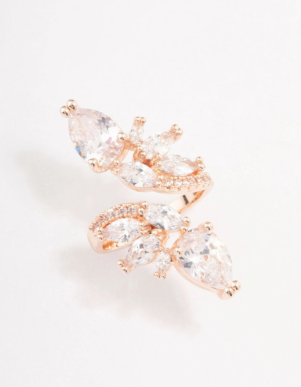 Accent Piece Rose Gold Linear Floral Ring