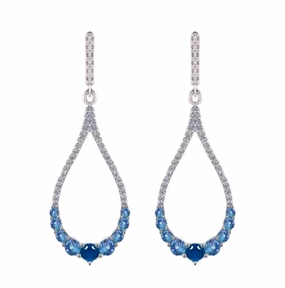 Sterling Silver Micro Pave and Color Stone Teardrop Shape Earring Timeless Shape Sparkling Craft