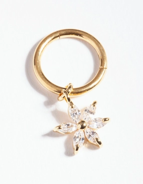 Mixed Metals Romantic Vibe Gold Surgical Steel Cubic Zirconia Clicker Ring