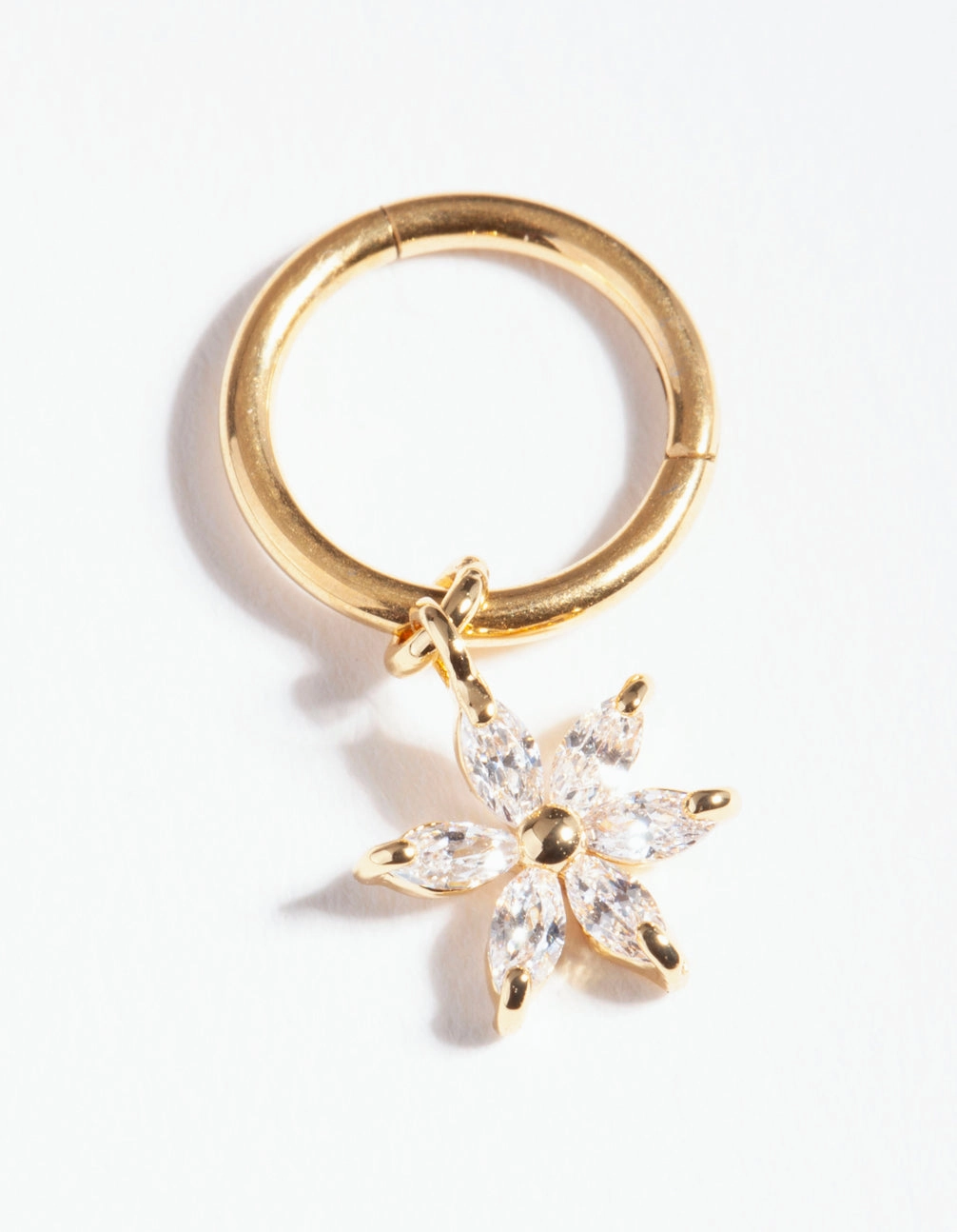 Mixed Metals Romantic Vibe Gold Surgical Steel Cubic Zirconia Clicker Ring