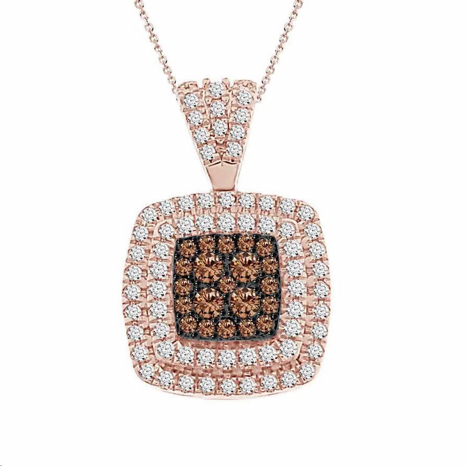 Effortless Glow Elegant Feel LADIES PENDANT WITH CHAIN 0.50CT ROUND/DARK BROWN DIAMOND 14K ROSE GOLD