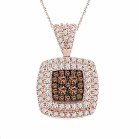 Effortless Glow Elegant Feel LADIES PENDANT WITH CHAIN 0.50CT ROUND/DARK BROWN DIAMOND 14K ROSE GOLD