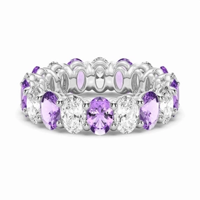 6.6 CT. Lab Grown White Sapphire with Purple  Amethyst  Gemstone Band Any Season Look