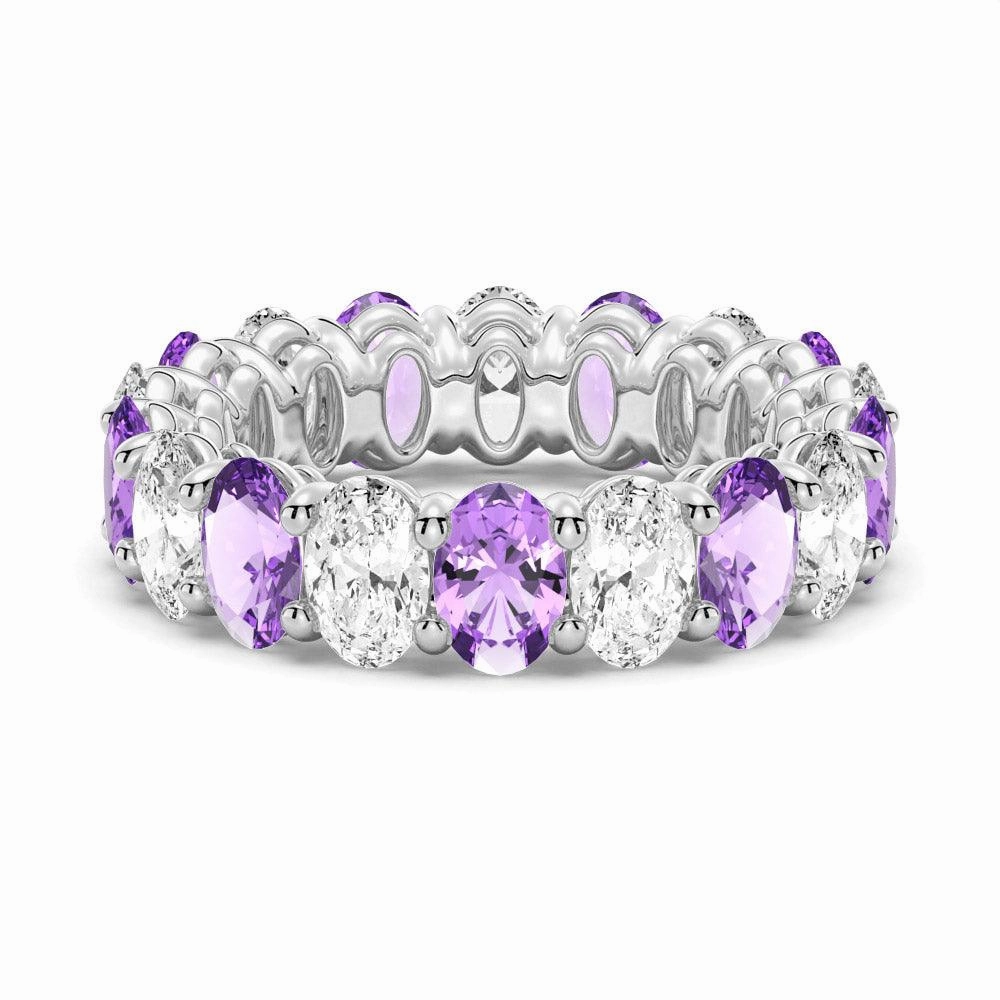 Chic Work Ornate Insignia 6.6 CT. Lab Grown White Sapphire with Purple  Amethyst  Gemstone Band