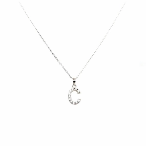 Beauty Fit Sterling Silver And CZ Initial Pendant Necklace