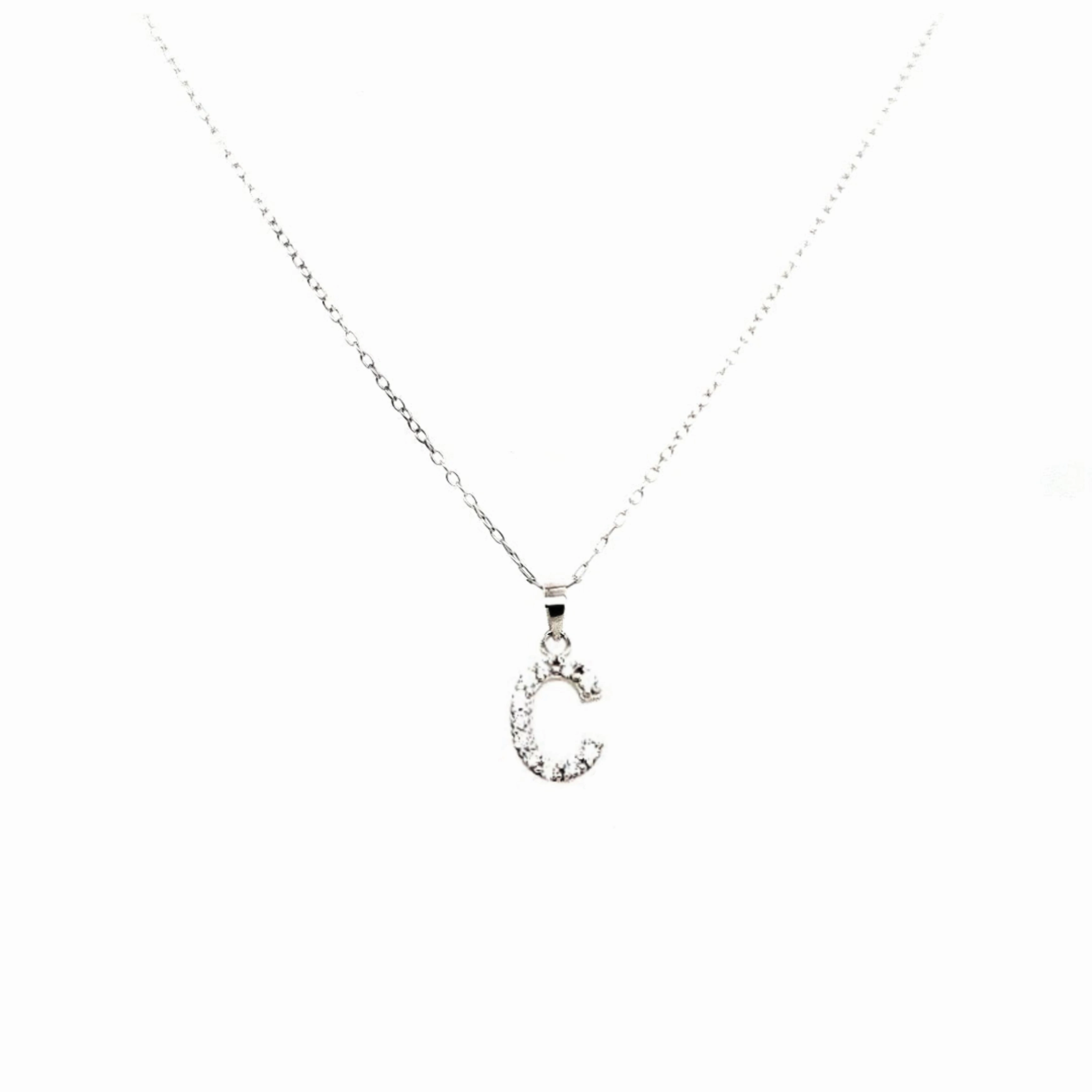 Beauty Fit Sterling Silver And CZ Initial Pendant Necklace