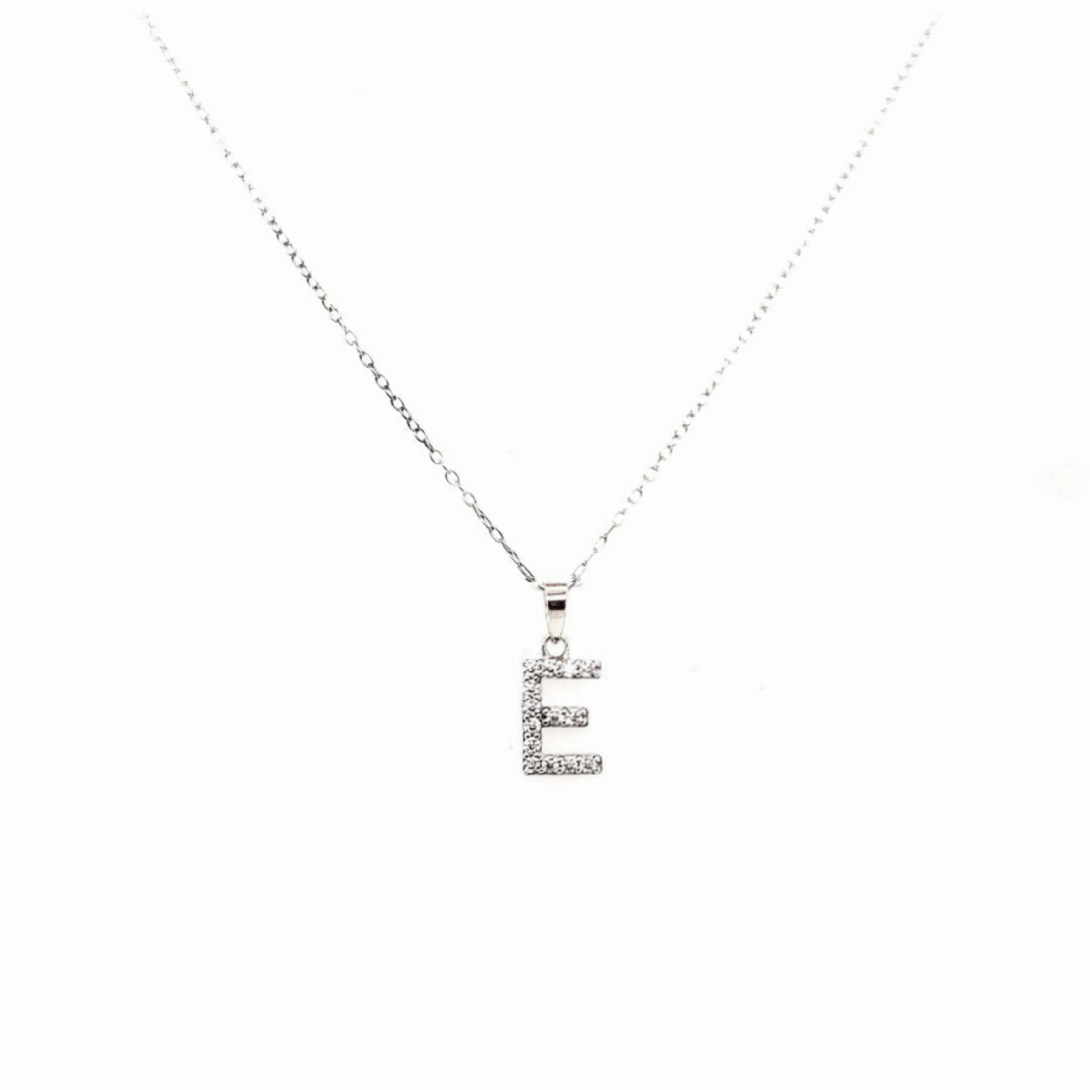 Sterling Silver And CZ Initial Pendant Necklace Graceful Beauty Contemporary Layer