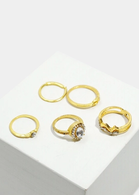 5-Piece Gemstone Toe Rings Bold Touch