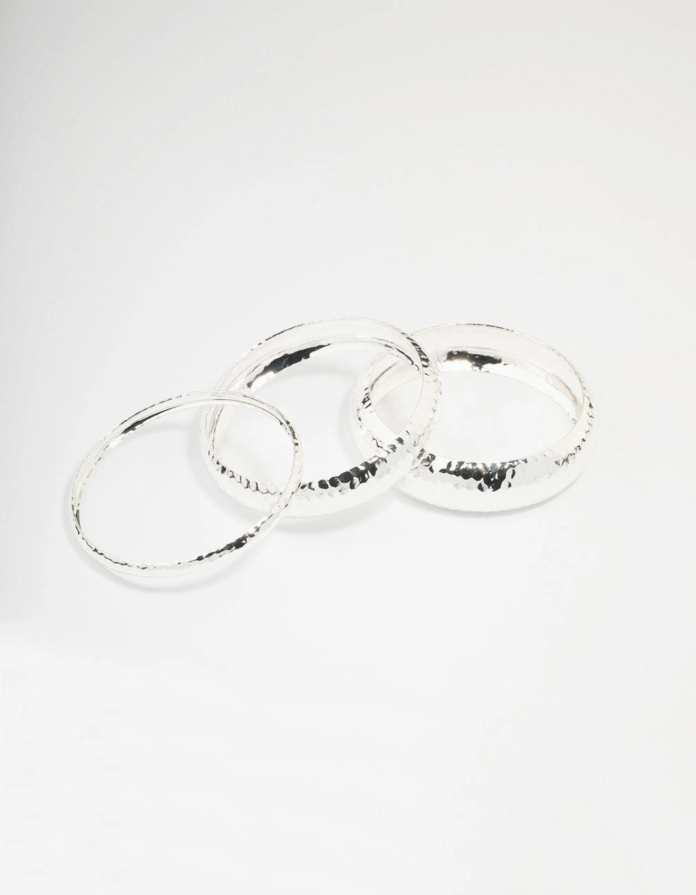 Beloved Accessory Innovative Idea Silver Mixed Molten Bangle 3-Pack