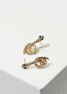 Rhinestone Snake Stud Earrings Vivid Detail Chic Silhouette