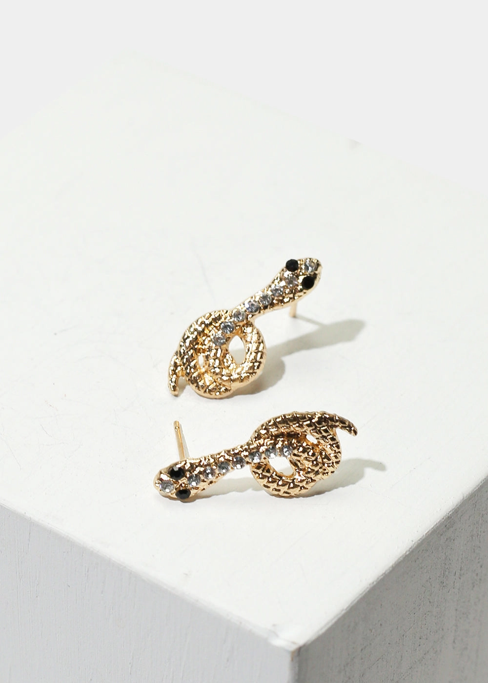 Rhinestone Snake Stud Earrings Vivid Detail Chic Silhouette