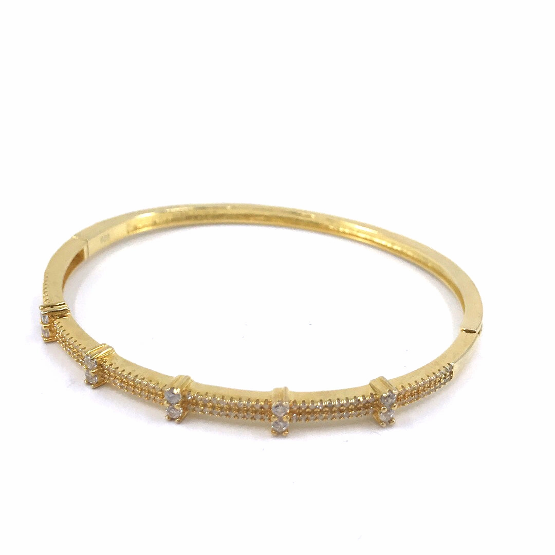 Rhodium / Gold / Rose Gold Plated Sterling Silver with Bars Bangle Bracelet Refined Craft Evening Glam