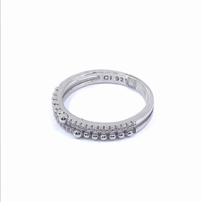 Rhodium Plated CZ Sterling Silver Ring Glistening Shine Everyday Accessory