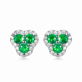 Daily Essential Rhodium Plated Sterling Silver 3 Stone Stud Earrings