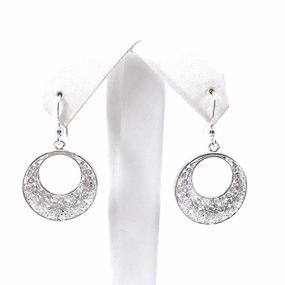 Refined Shape Rhodium Plated Sterling Silver Circle Earrings on Leverbacks