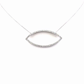 Rhodium Plated Sterling Silver CZ Marquis Necklace Modern Style Beauty Element