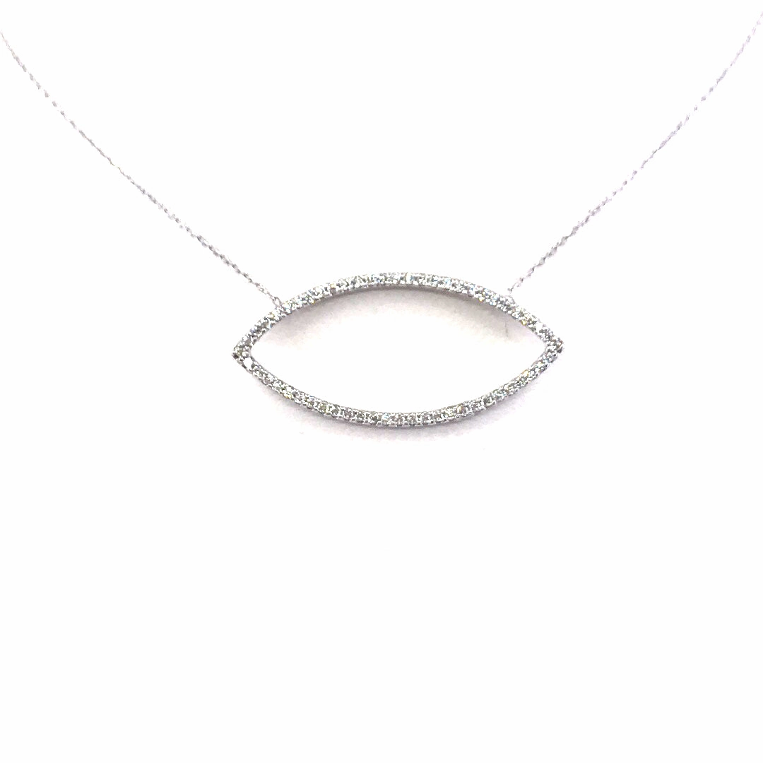 Rhodium Plated Sterling Silver CZ Marquis Necklace Modern Style Beauty Element