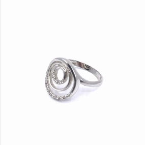Polished Touch Captivating Form Rhodium Plated Sterling Silver Multiple Circles CZ Ring
