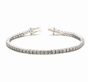 Rhodium Plated Sterling Silver Tennis Bracelet Glistening Glow