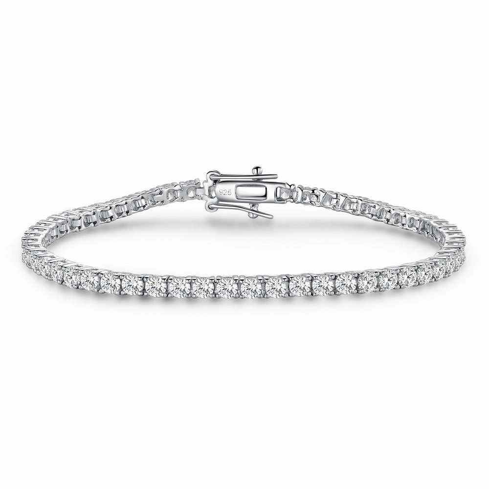 Trend Look Outdoor Event Rhodium Plated Sterling Silver Tennis Bracelet