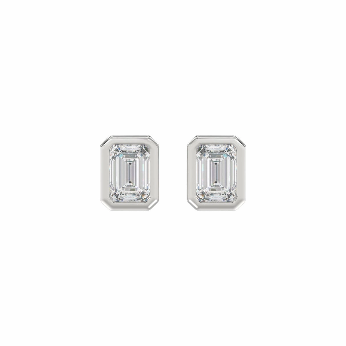 LADIES SOLITAIRE EARRINGS 2CT EMERALD DIAMOND 14K WHITE GOLD Distinctive Touch