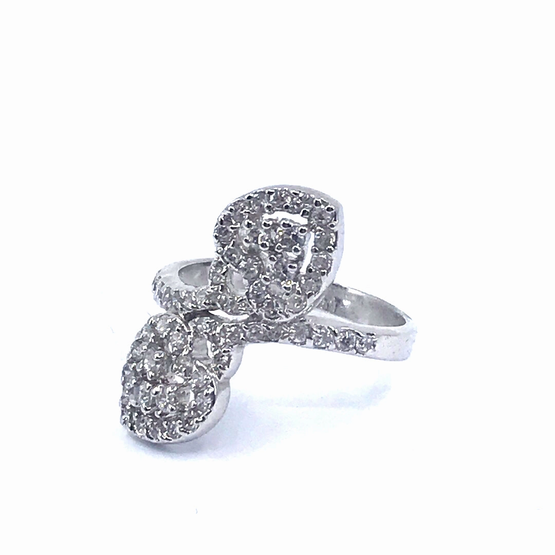 Sterling Silver Double Heart Ring Vibrant Sparkle