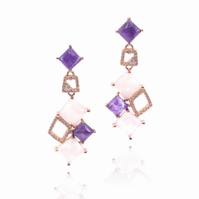 Sterling Silver Rose Gold Plated Geometric Earrings Daily Fit Precious Treasures