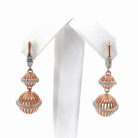 Urban Pop Rose Gold Plated Sterling Silver Micro Pave Ball Earrings