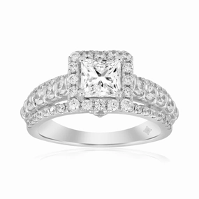 Youthful Glow 14K WHITE GOLD 2CT ROUND/PRINCESS DIAMOND LADIES RING