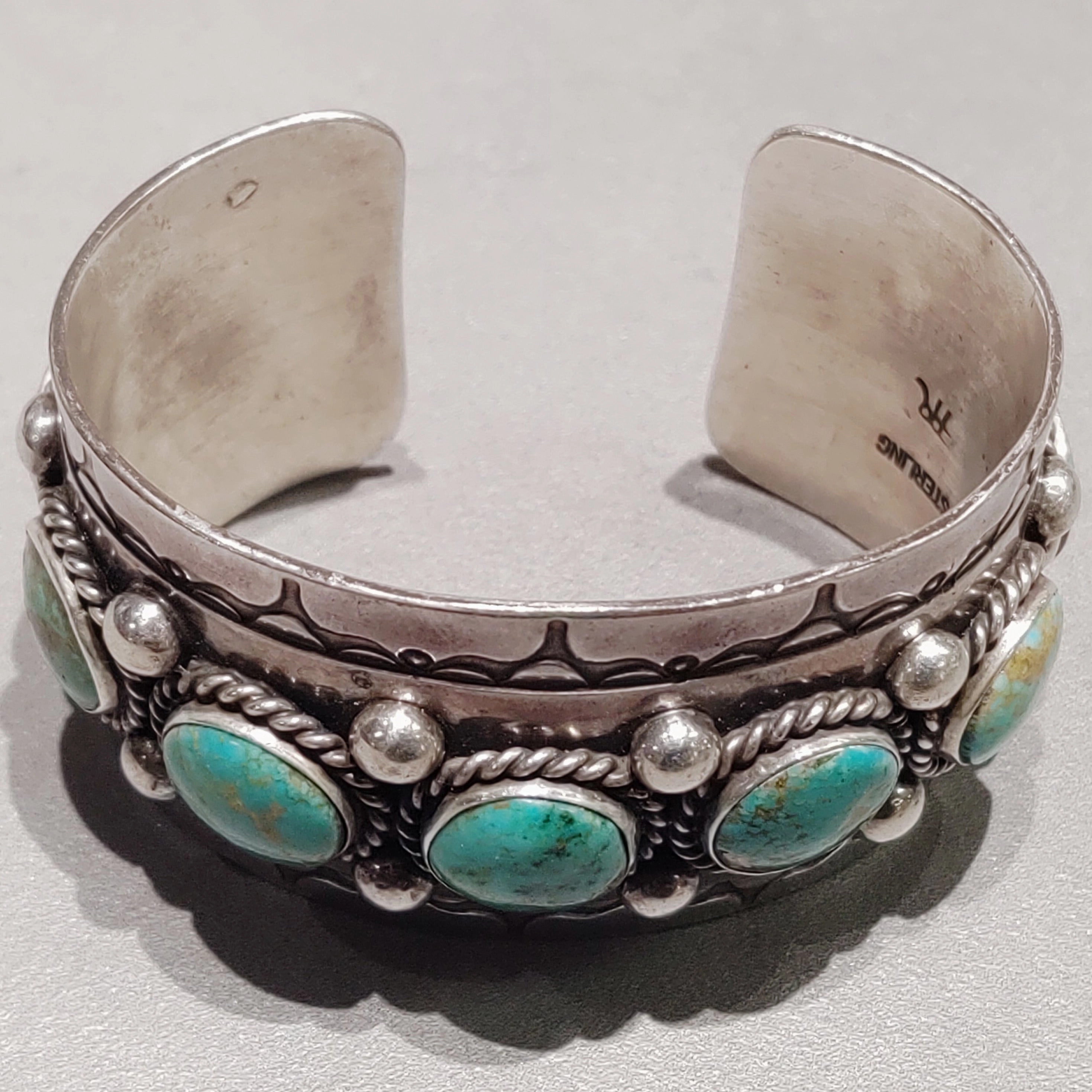 Turquoise Sterling Bracelet - Handmade Native American Starry Look Gift For Her