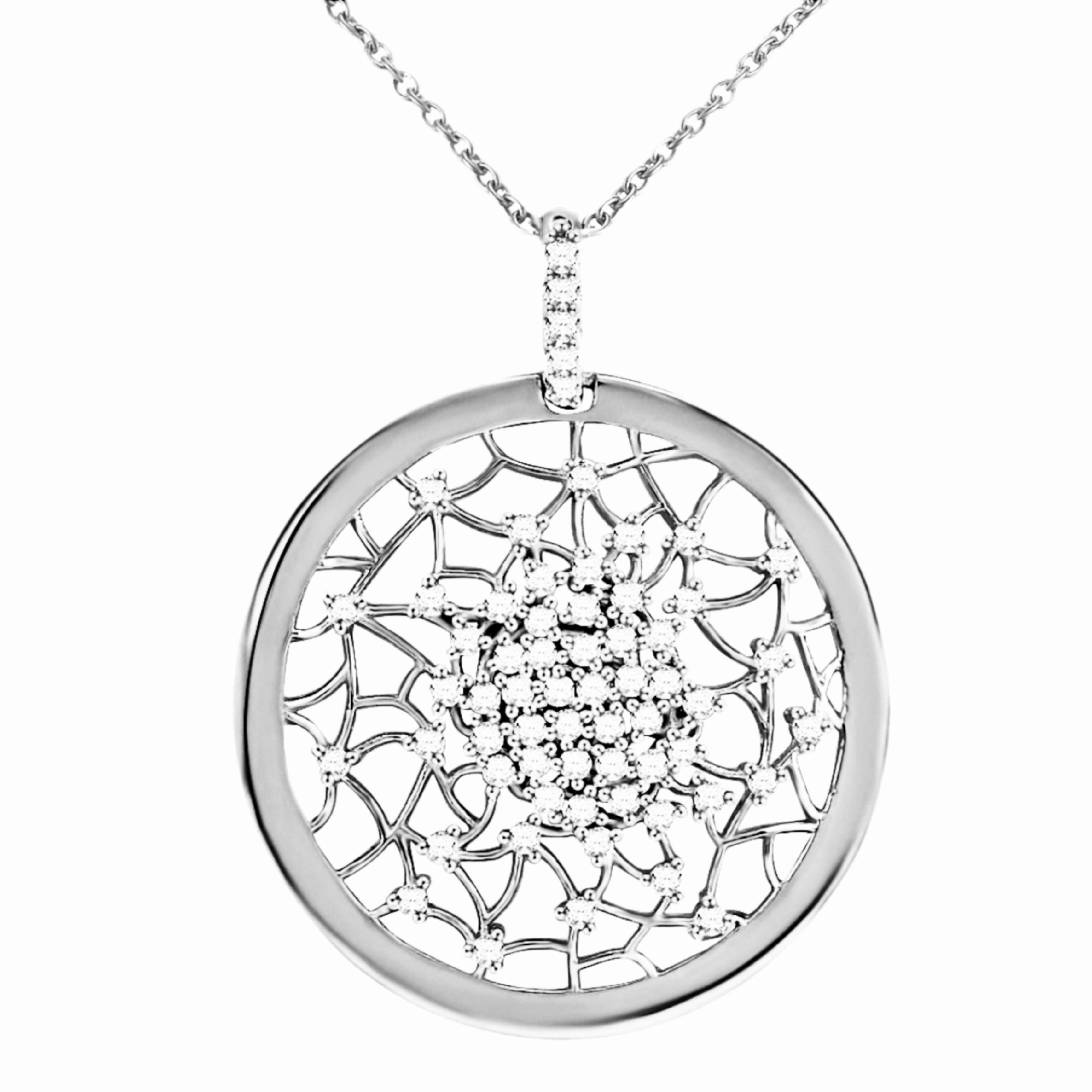 Rose Gold / Rhodium / Gold Plated Sterling Silver Sprinkled CZ Pendant Necklace Shining Edge