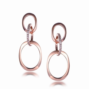 Rose Gold Plated Sterling Silver 3 Oval Link Earrings Handcrafted Feature Stylish Fit