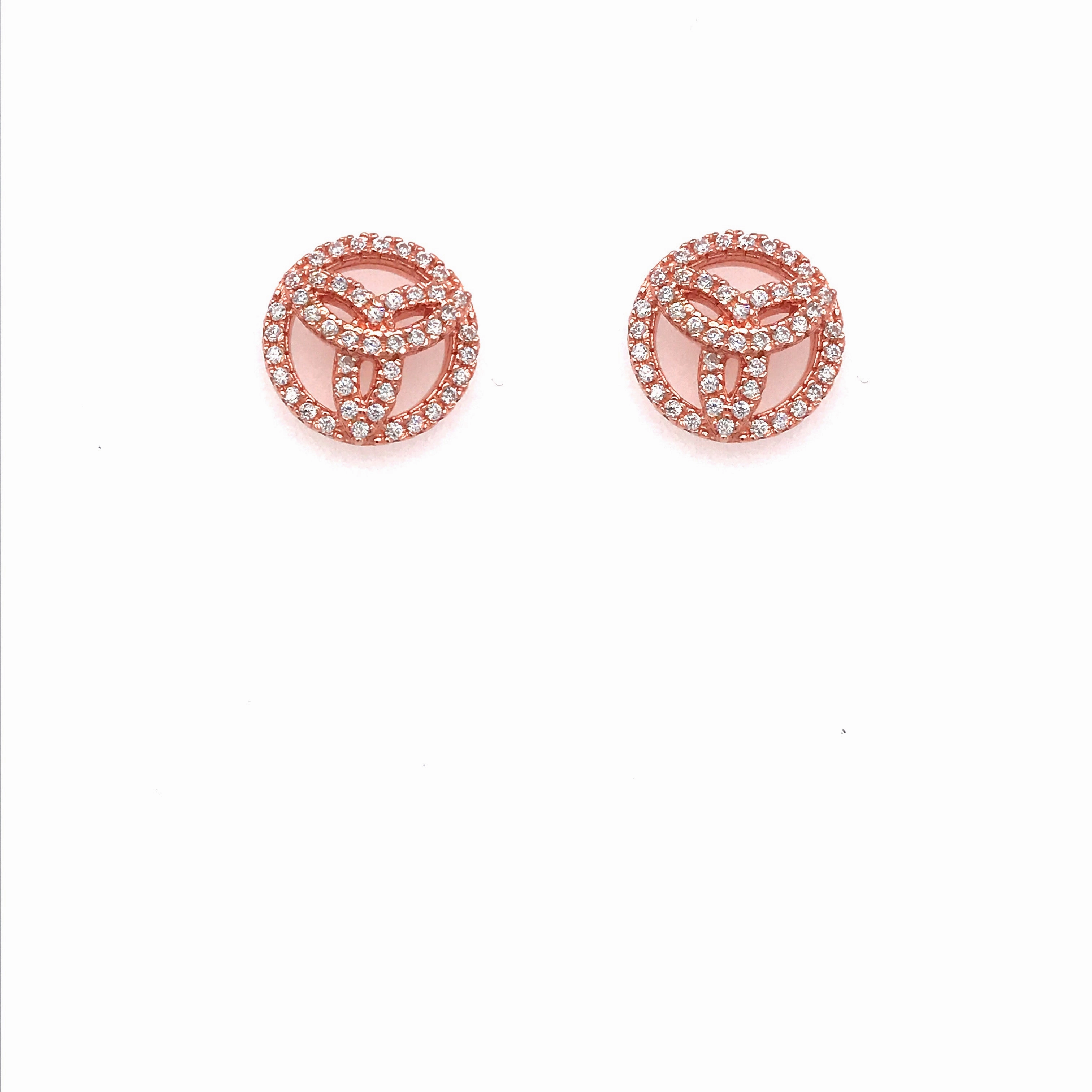 Rose Gold Plated Sterling Silver Circle Stud Earrings Timeless Charm Outdoor Light