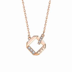 Shine Piece Rose Gold Plated Sterling Silver CZ Rhombus Necklace