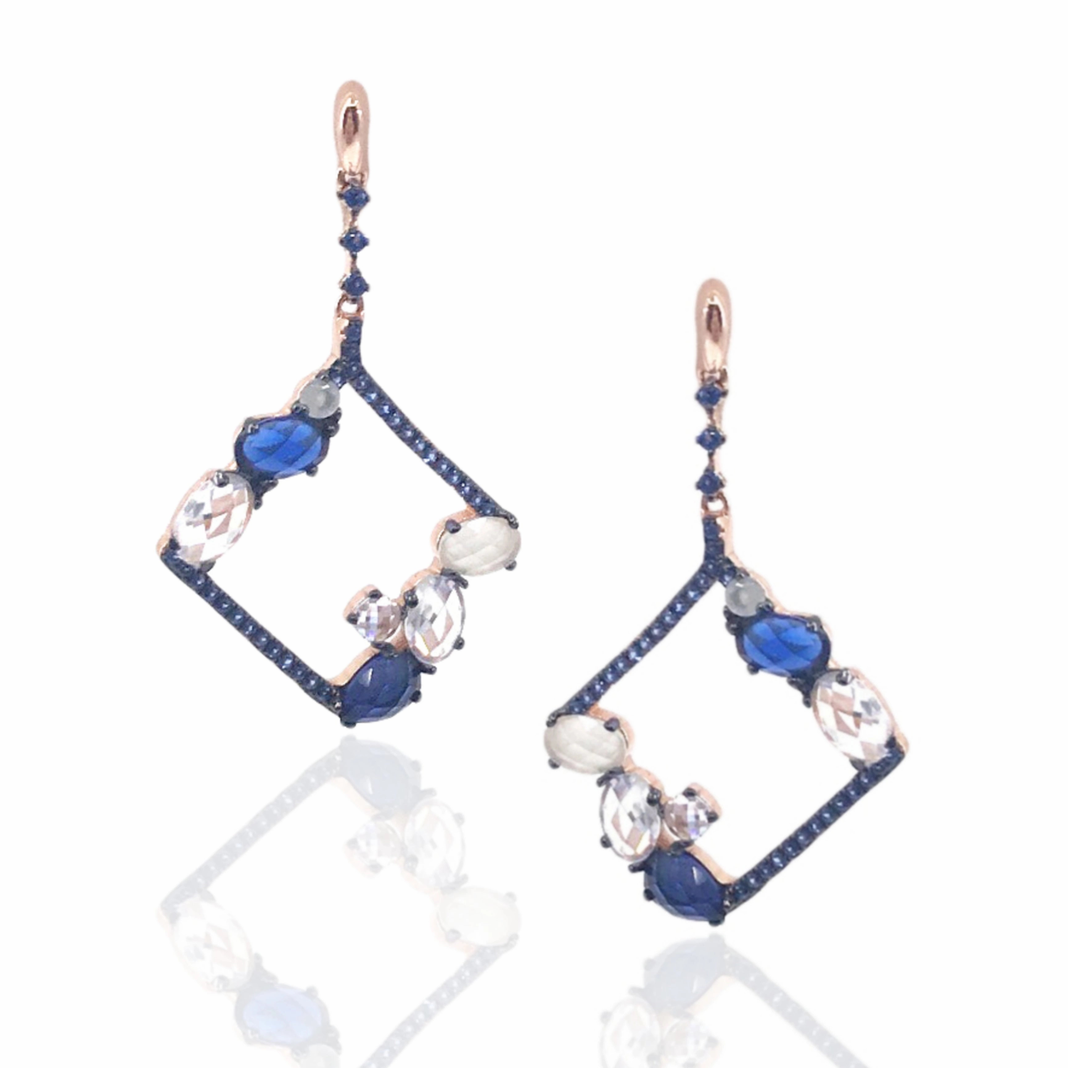 Dazzling Sparkle Elegant Fit Rose Gold Plated Sterling Silver Diamond-Shape Earrings