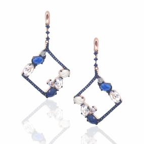 Dazzling Sparkle Elegant Fit Rose Gold Plated Sterling Silver Diamond-Shape Earrings