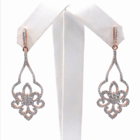 Minimal Touch Rose Gold Plated Sterling Silver Micropave CZ Design Earrings