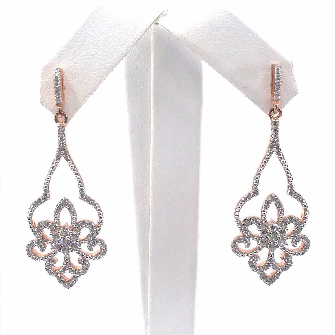 Minimal Touch Rose Gold Plated Sterling Silver Micropave CZ Design Earrings
