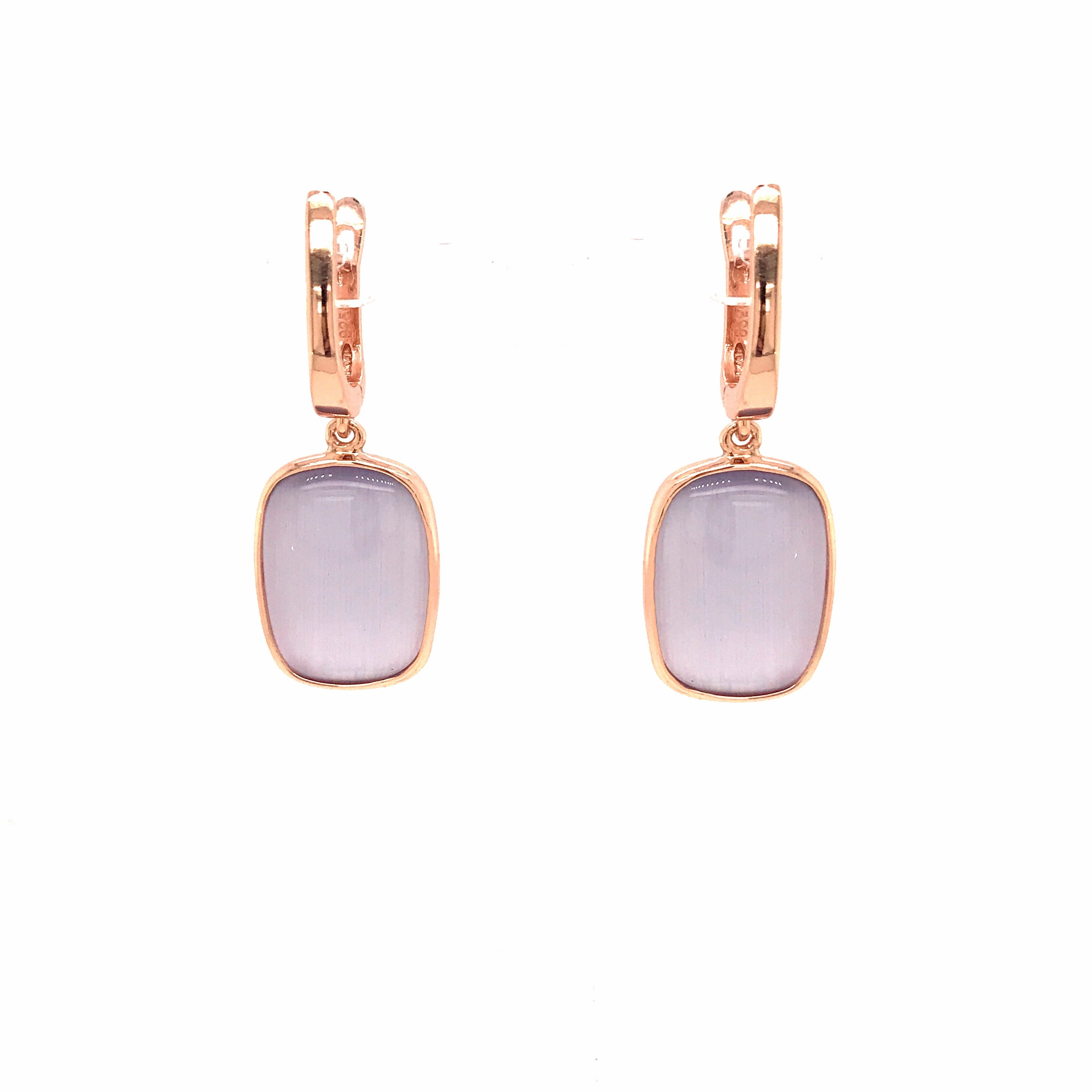 Graceful Spark Classic Attire Rose Gold Plated Sterling Silver Purple Stone Earrings