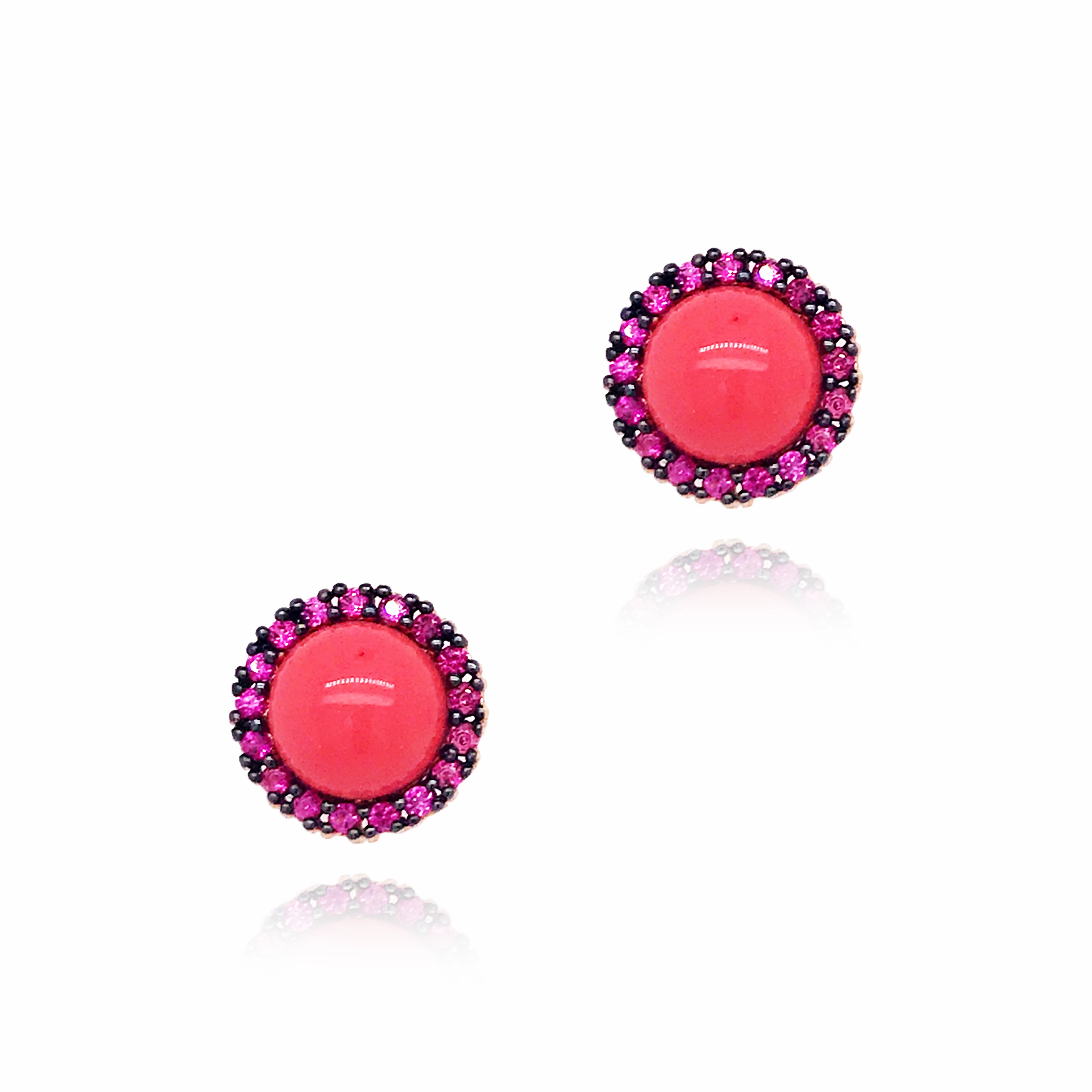 Rose Gold Plated Sterling Silver Round Stud Earrings Comfort Mood