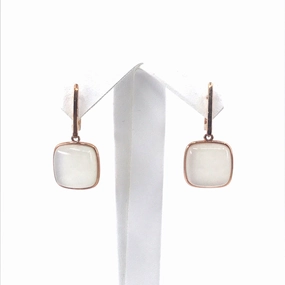 Rose Gold Plated Sterling Silver Stone Square Earrings Subtle Look