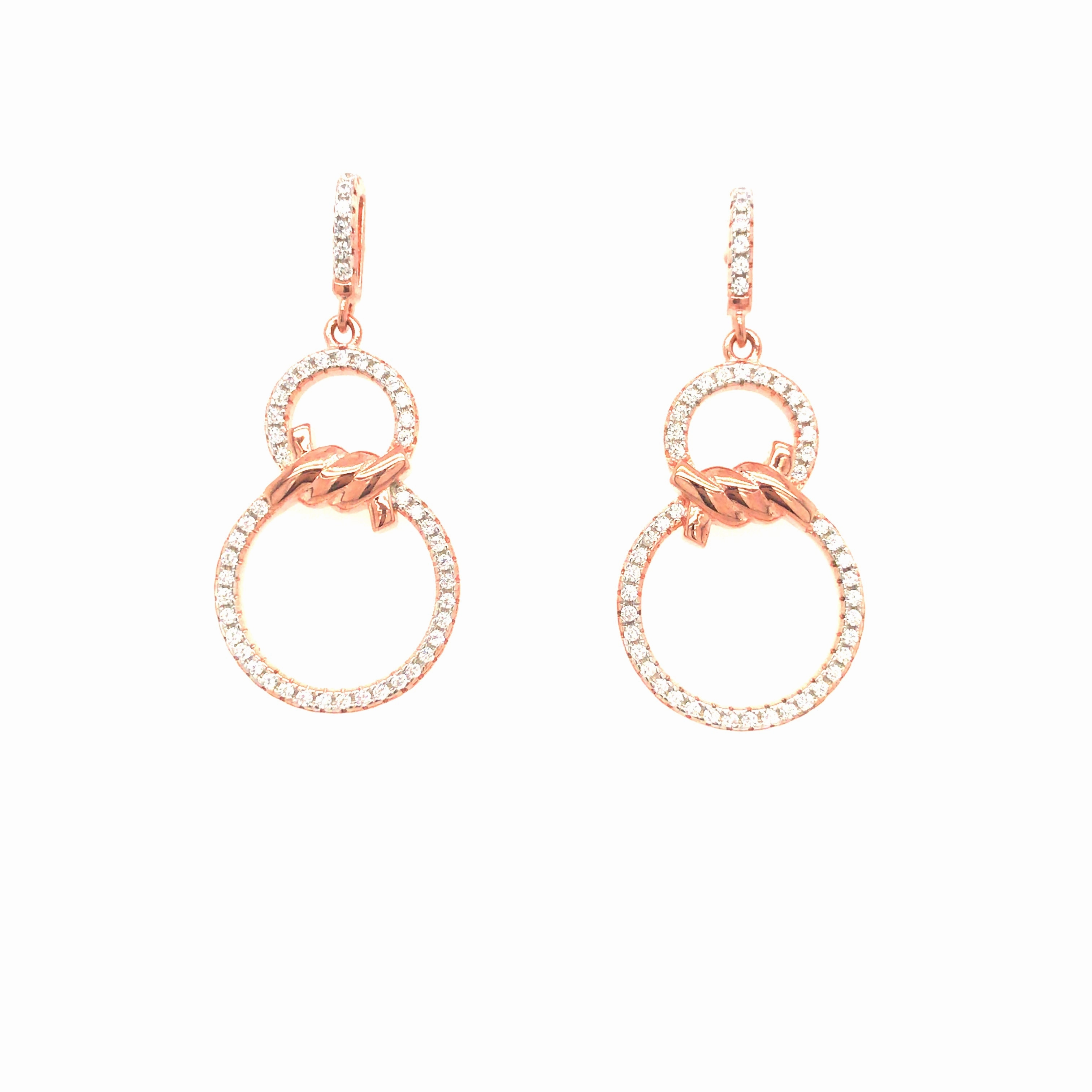 Rose Gold Plated Sterling Silver Twisted Circle Earrings Warm Accent Luxury Form
