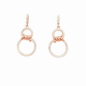 Rose Gold Plated Sterling Silver Twisted Circle Earrings Warm Accent Luxury Form