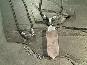 Color Pop City Style Rose Quartz Crystal Point Necklace - Silver Plated
