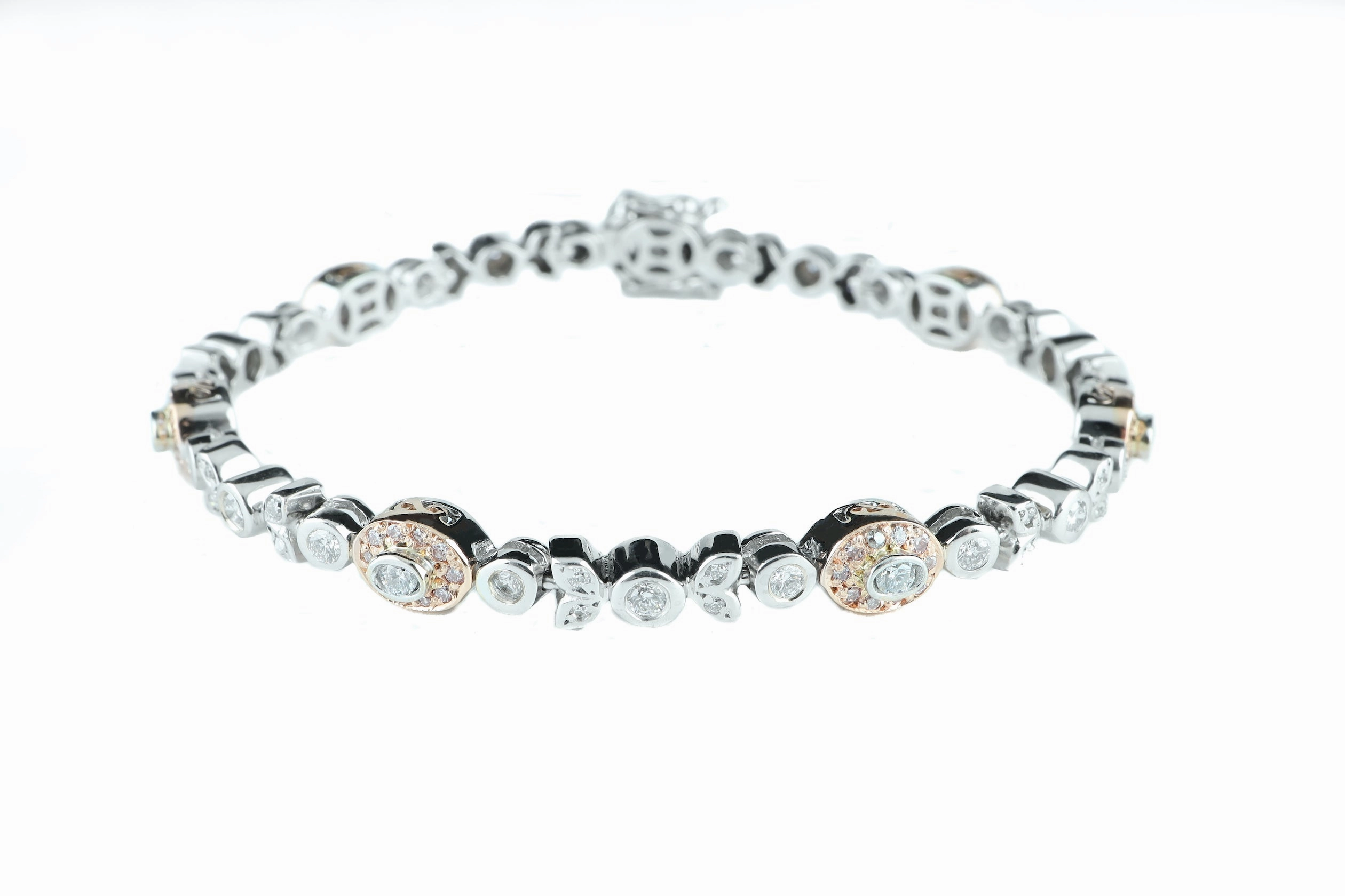 2.24 ctw Diamond Bracelet in White & Rose Gold Complete Outfit Tech Inspired