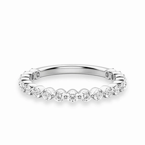 Round Cut Shared Prong Moissanite Half Eternity Band Forward Thinking Minimal Proportion