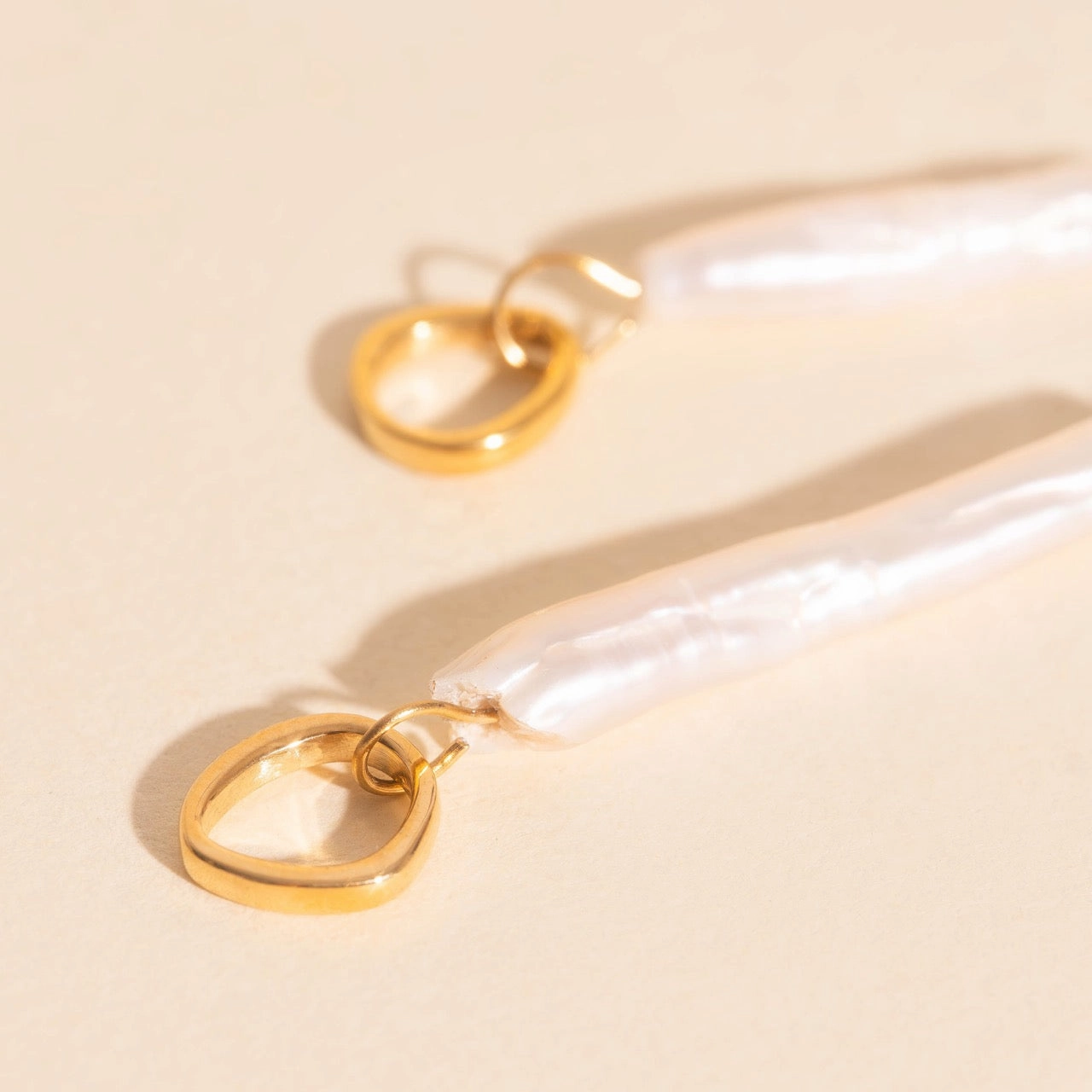 Sailor's Pearl Huggie Hoop Charms Close Focus Unique Treasures