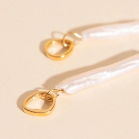 Sailor's Pearl Huggie Hoop Charms Close Focus Unique Treasures